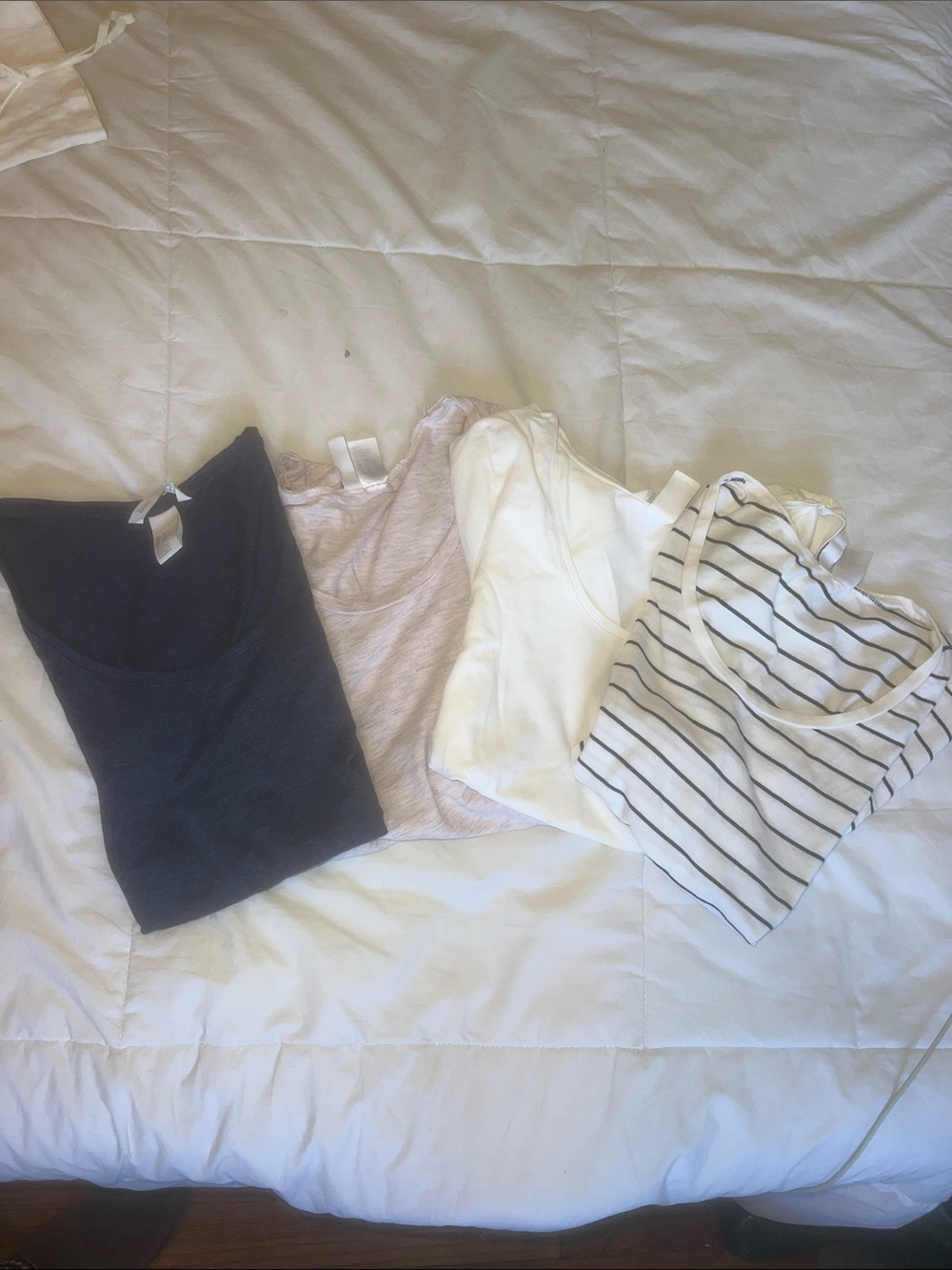 H&M Women's Tank Top Set — Black, Light Pink, White, White with Black Stripes